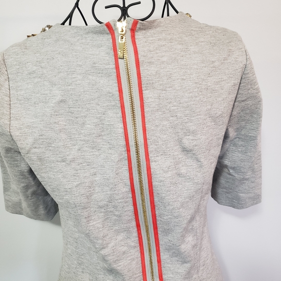 Eliza J jeweled neck grey midi shift dress sz 6 - Picture 5 of 5